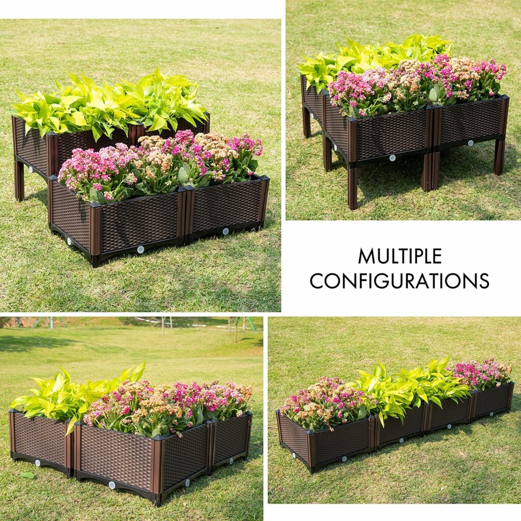 Dvine Dev Planter Raised Beds - Elevated Garden Box with Drainage Plug Raised Garden Beds for Vegetable/Flower/Herb Outdoor Standing Beds Gardening Kit, RGB-6