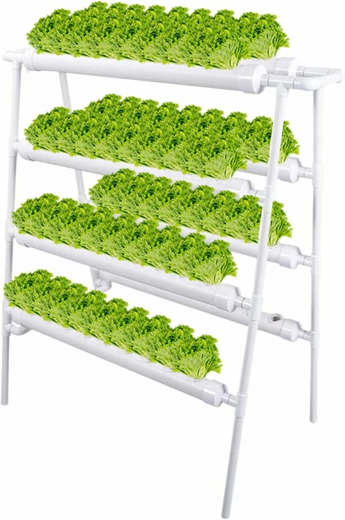 Hydroponic Grow Kit, Hydroponics Growing System 3 Layers 108 Plant Sites Food-Grade PVC-U Pipes Hydroponic Planting Equipment with Water Pump, Pump Timer for Leafy Vegetables