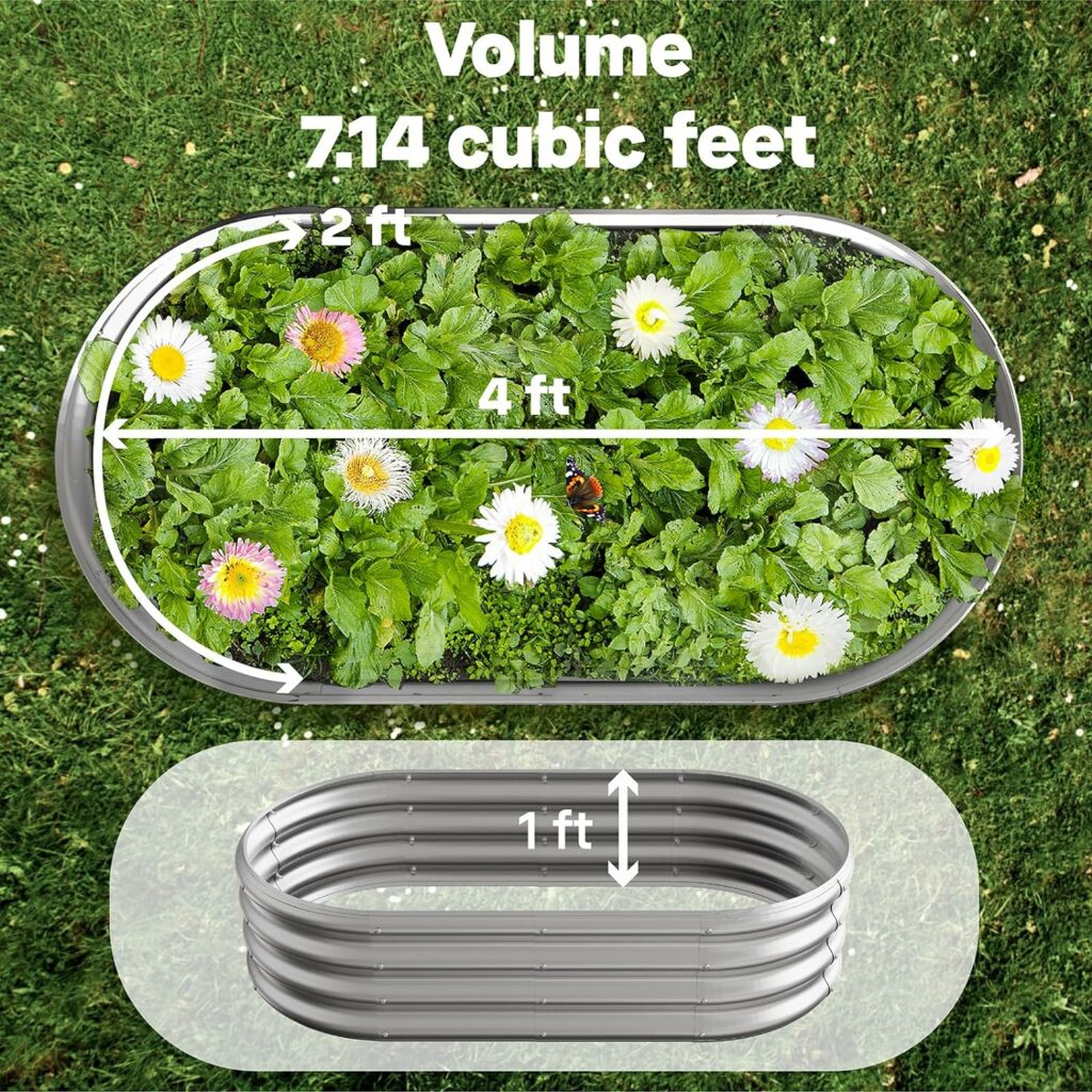 Premium Galvanized Raised Garden Bed Kit - 4x2x1ft Metal Planter Box for Vegetables, Herbs, Fruits, and Flowers - Outdoor Growing Solution with Easy Assembly - Sturdy and Durable Design 2Pack